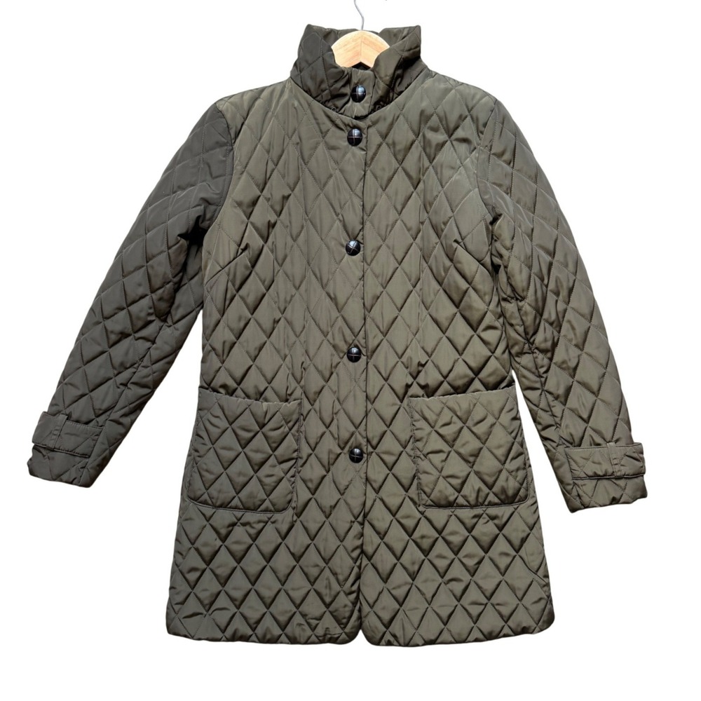 Jones New York Quilted Jacket Womens Medium Z27703-BU Olive Green EUC